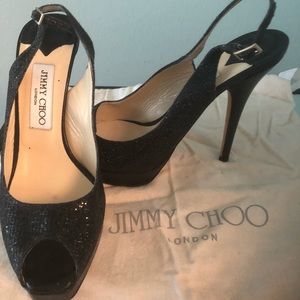 Jimmy Choo sling back shoes.